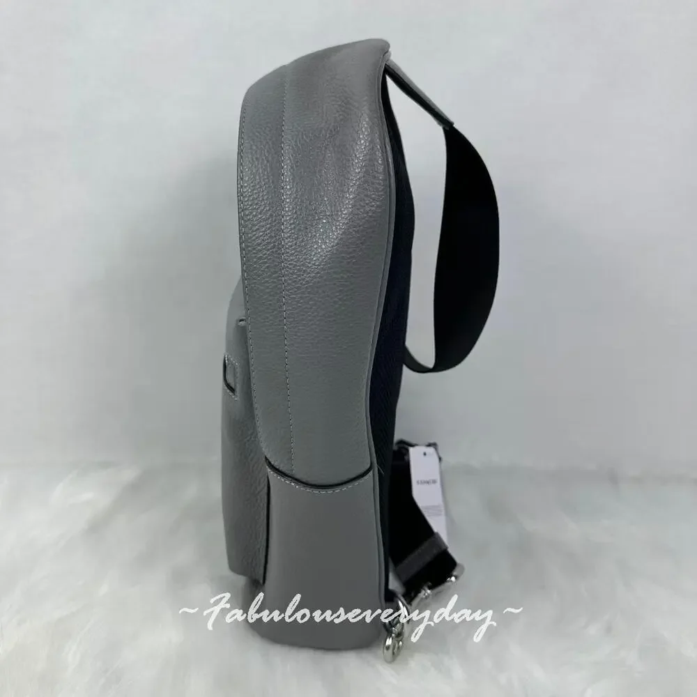 Coach Men's West Pack In Pebbled Leather/Silver/Graphite CY206 NWT